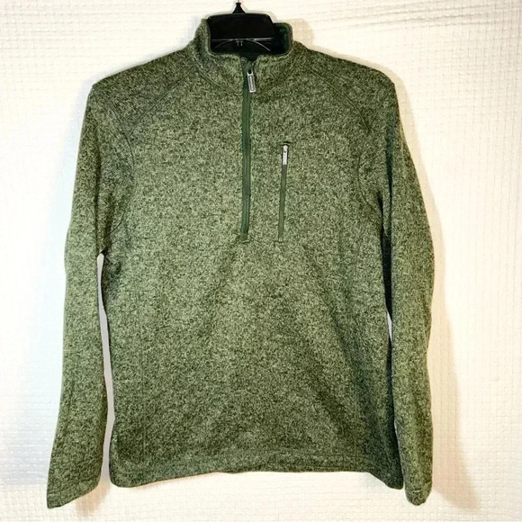 Woolrich Men Medium Green Heather Half Zip Long Sleeve Pullover Sweater Gorpcore - Picture 1 of 10